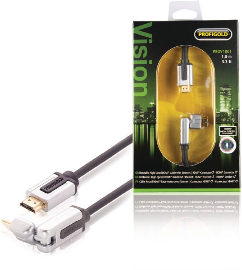 Nedis High Speed HDMI kabel met Ethernet HDMI-Connector Draaibaar 1.00 m Zwart PROV1801
