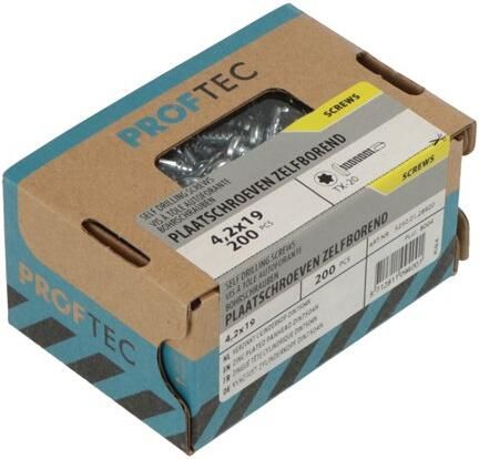 Proftec Plaatschr. Zelfborend Vz Ck Din7504N Torx TX20 4.2X16 | 200 stuks 5250.01.28720