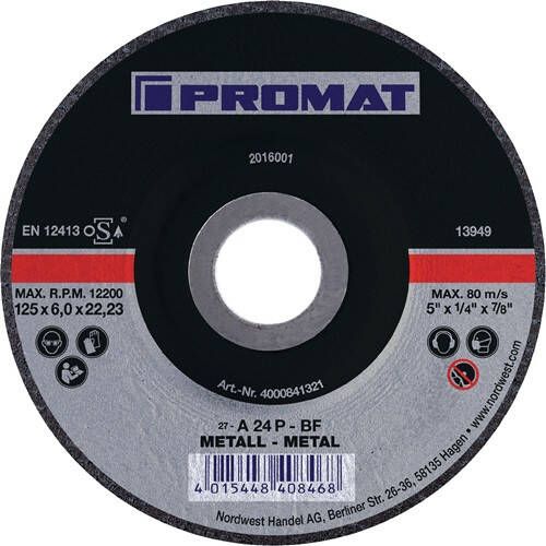 Promat Afbraamschijf | D115xS6mm | gebogen staal | gat 22 23 mm 4000841320