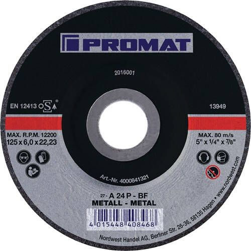 Promat Afbraamschijf | D230xS6mm | gebogen staal | gat 22 23 mm 4000841324