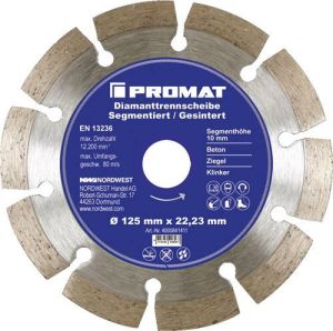 Promat Diamantzaagblad | d. 180 mm gat 22 23 mm | gesegmenteerd | 10 mm 4000841412