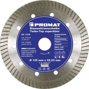 Promat Diamantzaagblad | Turbo-Top | d. 230 mm gat 22 23 mm | superdun | 10 mm 4000841489