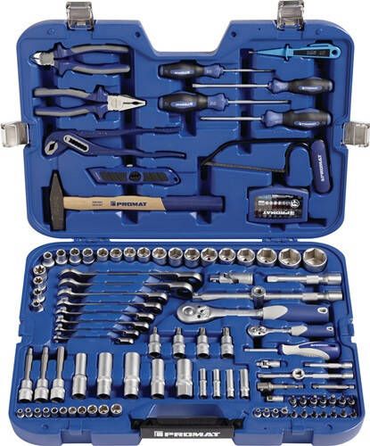 Promat Tecwerk Dopsleutel- handgereedschapskoffer | 131-delig | met ratelringsleutels | SW 4-32 + 8-19 mm 4000820231