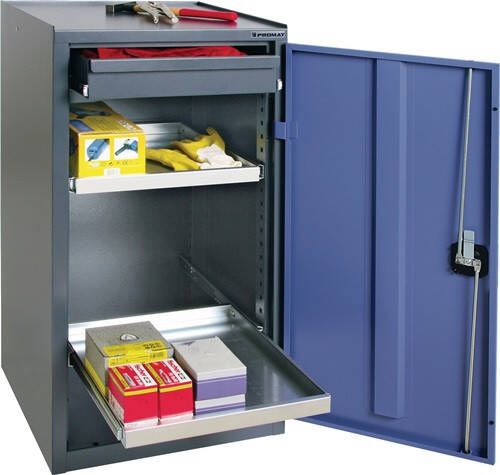 Promat Gereedschaps- bijzetkast | H1000xB500xD500 mm | 1 lade 2 legplanken | antracietgrijs duifblauw NCS 9000425930