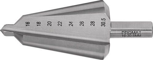 Promat Getrapte plaatboor | boorbereik 16-30 5 mm | HSS-Co totale lengte 76 mm | snedeaantal 2 4000862023
