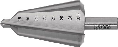 Promat Getrapte plaatboor | boorbereik 16-30 5 mm | HSS totale lengte 76 mm | snedeaantal 2 4000862033