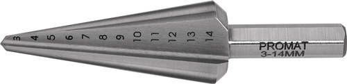 Promat Getrapte plaatboor | boorbereik 3-14 mm | HSS-Co totale lengte 58 mm | snedeaantal 2 4000862021
