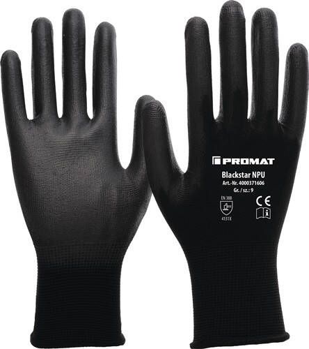 Promat Handschoen | Blackstar NPU | (L) zwart | EN 388 PBM-categorie II | EN 388 12 stuks 4000371605