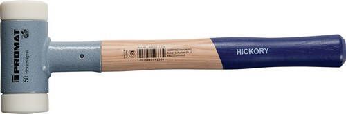 Promat Kunststofhamer | lengte 375 mm | kop d. 40 mm | hickory | terugslagvrij | hard | nylon | wit 4000811616