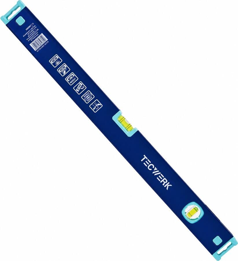 Promat Tecwerk Waterpas | 200 cm | aluminium blauw | ± 0 5 mm m spiegellibel 4000857170 - Foto 2