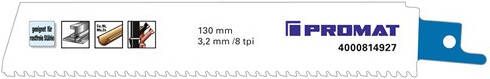 Promat Reciprozaagblad | lengte 150 mm breedte 25 mm | tandverdeling TPI 8 3 2 mm | kaart A 1 stuks 4000814927