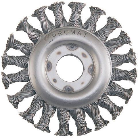 Promat Ronde staaldraadborstel | d. 115 mm draaddikte 0 5 mm | staal 12 mm | 12500 min-¹ 4000841185
