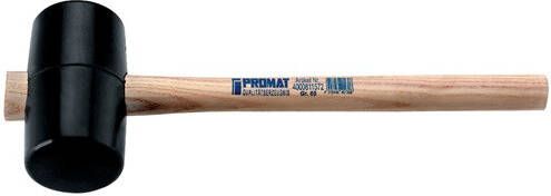 Promat Tecwerk Rubberhamer | hoofd-d. 54 mm koplengte 90 mm | zwart essenhout | 90 Shore A vlakke baan 4000811571