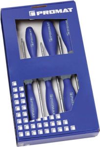 Promat Schroevendraaierset | 6-delig sleuf PH | 3-componentengreep | ronde kling 4000827127
