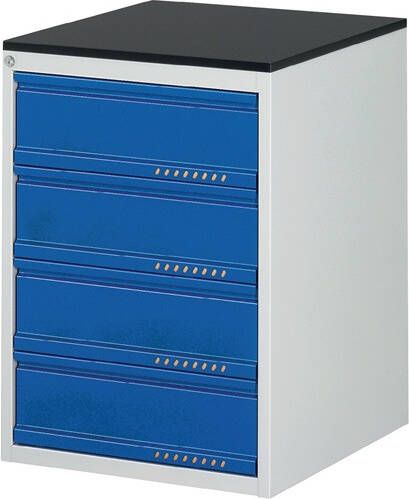 Promat Tecwerk Schuifladekast | BK 650 | H820xB580xD650mm | lichtgrijs gentiaanblauw 4 lade | standaard uittrekbaar 9000425560