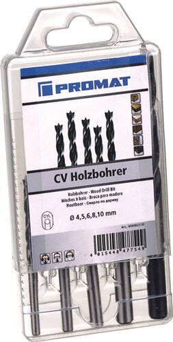 Promat Set houtspiraalboren | d. 3 4 5 6 7 8 9 10 mm | 8 delig | chroom-vanadiumstaal 4000863717