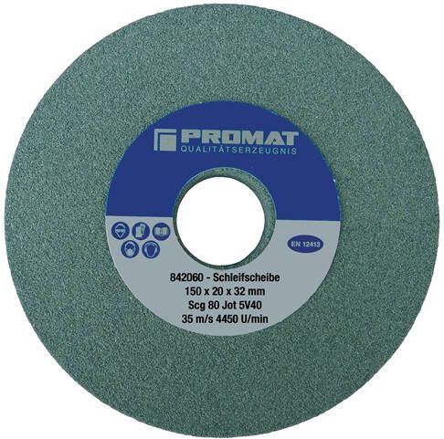 Promat Slijpmachineschijf | d.200xB32x51mm fijn 80 | vorm A met uitsparing 110 x 16 mm | siliciumcarbide 4000842073