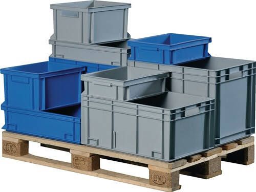 Promat Tecwerk Transportstapelbak | L600xB400xH120mm | grijs PP schelpgreep | zijwanden gesloten 9000447812