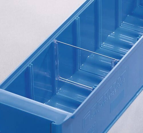 Promat Tecwerk Vakverdeler | voor stellingbak B. 91 mm | styrolux transparant | 10st. zak 9000448990