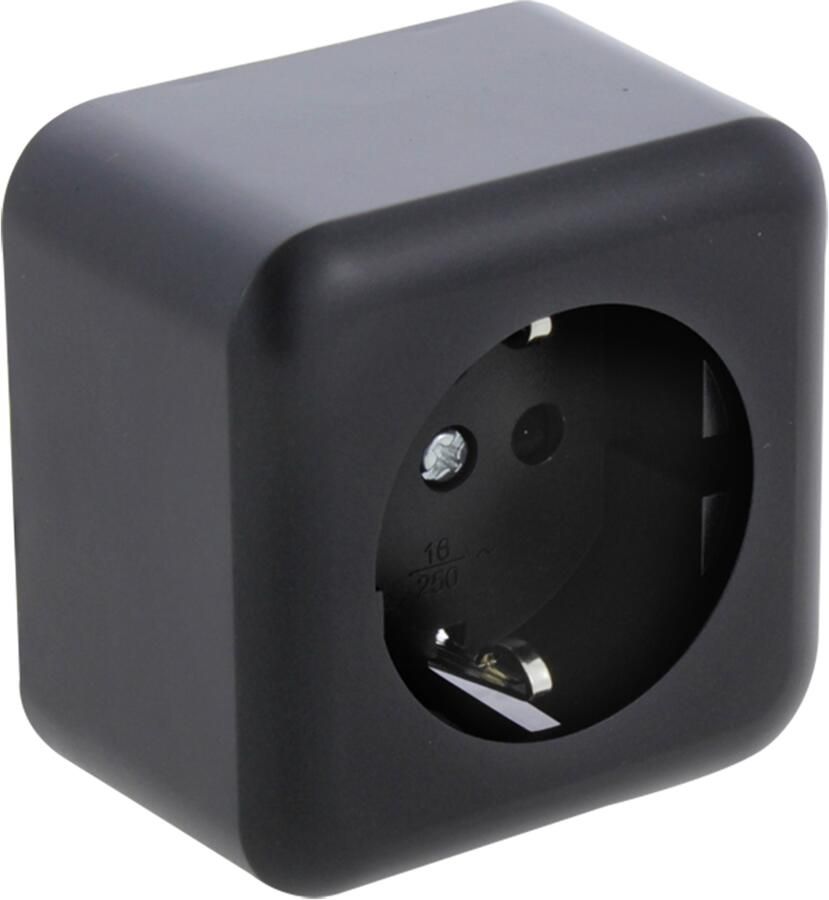 Q-Link Contactdoos | Opbouw | 1-voudig | Met Aanraakbeveiliging | Met Randaarde | Zwart 00.945.42
