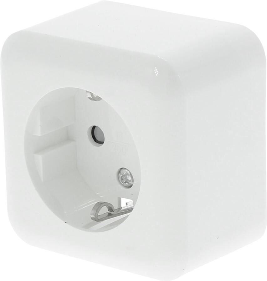 Q-Link Contactdoos | Opbouw | 1-voudig | Met Aanraakbeveiliging | Randaarde | Polarwit 00.947.03