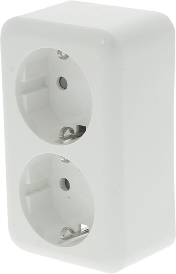 Q-Link Contactdoos | Opbouw | 2-voudig | Met Aanraakbeveiliging | Randaarde | Polarwit 00.947.07