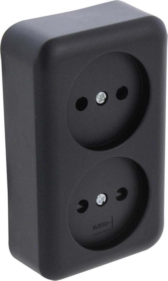 Q-Link Contactdoos | Opbouw | 2-voudig | Met Aanraakbeveiliging | Zwart 00.945.49