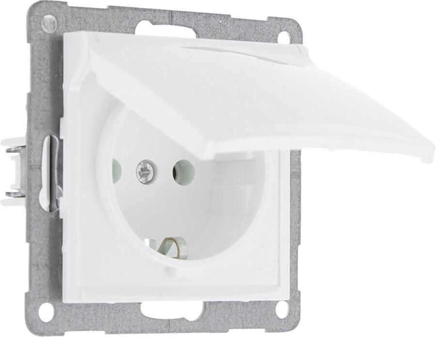 Q-Link S2 Contactdoos | 1-voudig | Met Klep | Randaarde | Polarwit 66.082.44