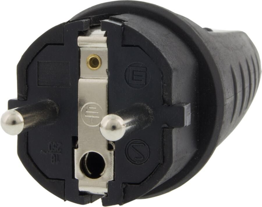 Q-Link Stekker | Randaarde | 10 16A | Rubber | Zwart 00.110.17
