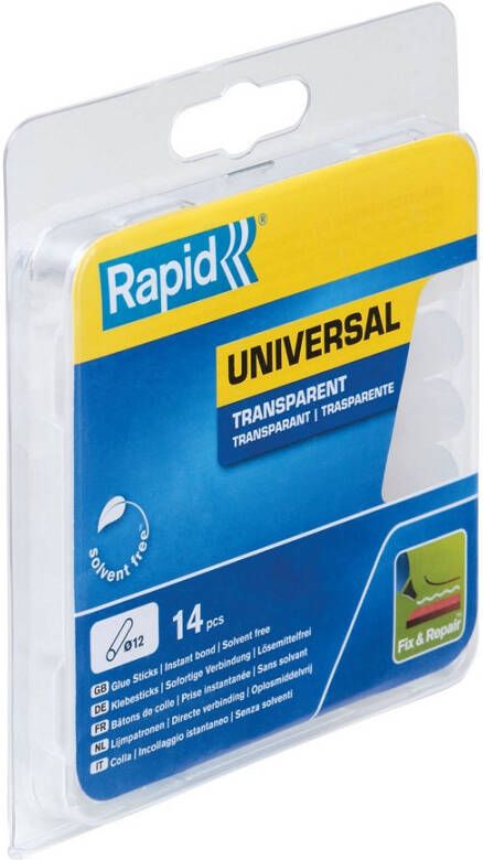 Rapid 12 mm lijmpatronen Universeel Transparant 40107356