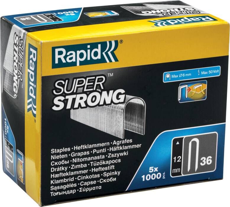 Rapid 36 12 mm Staples Super Strong | 5x1.000 Stuks 5000511