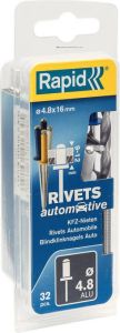 Rapid Automotive blindklinknagels Ø4 8 x 16 mm 32 stuks + boor 5000404