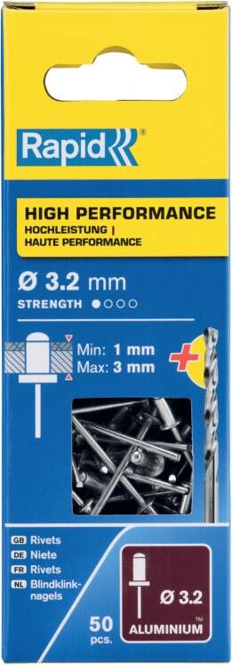 Rapid Blindklinknagels High Performance | Ø3 2 x 6 mm | Incl. Boor | 50 Stuks 5001528