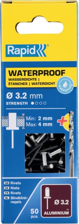 Rapid Blindklinknagels Waterdicht | Ø3 2 x 8 mm | Incl. Boor | 50 Stuks 5000399