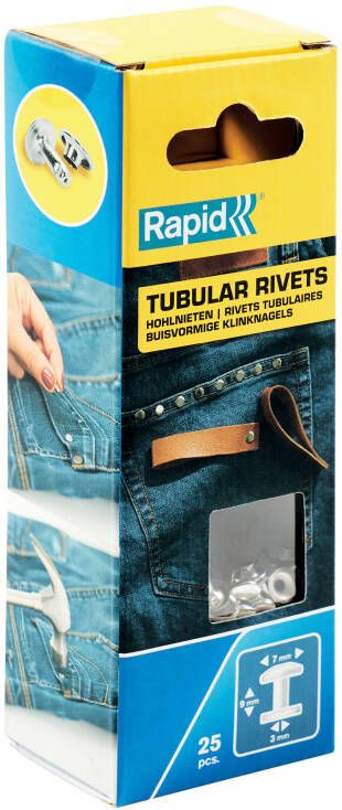 Rapid Buisvormige klinknagels Ø7 x 9 mm 25 stuks + aambeeld 5000414