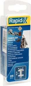 Rapid Buisvormige klinknagels Ø9 x 13 mm 25 stuks + aambeeld 5000416