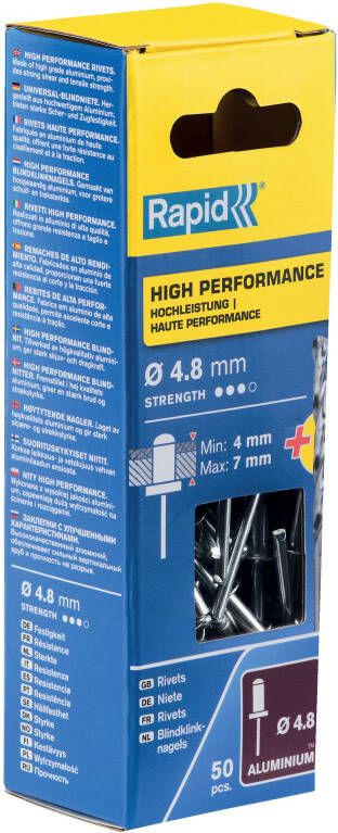 Rapid High performance blindklinknagels Ø4 8 x 10 mm 50 stuks + boor 5000387
