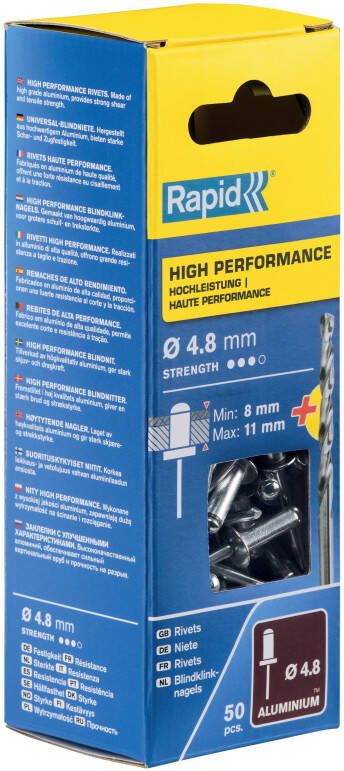Rapid High performance blindklinknagels Ø4 8 x 14 mm 50 stuks + boor 5000389