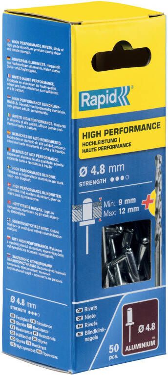Rapid High performance blindklinknagels Ø4 8 x 16 mm 50 stuks + boor 5000390