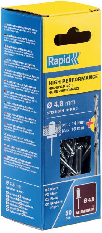 Rapid High performance blindklinknagels Ø4 8 x 20 mm 50 stuks + boor 5000391