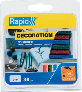 Rapid Lijmpatronen gekleurd | Glitter rood groen en blauw | 7 mm x 90 mm | 36 stuks | Blister