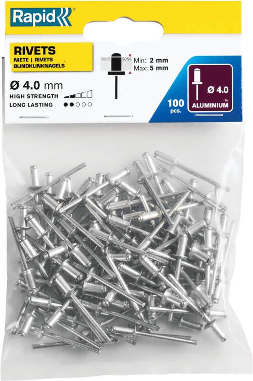 Rapid Standaard blindklinknagels Ø4 0 x 8 mm 100 stuks 5000378