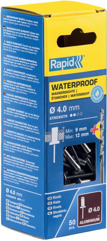 Rapid Waterdichte blindklinknagels Ø4 0 x 16 mm 50 stuks + boor 5000401