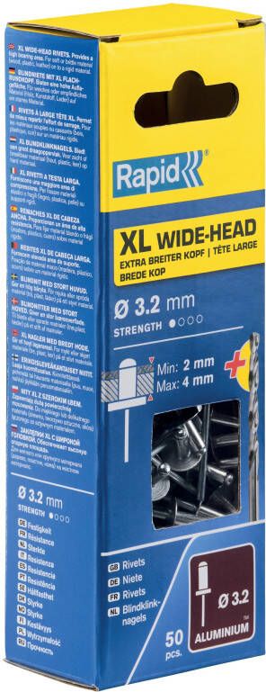 Rapid XL blindklinknagels Ø3 2 x 8 mm 50 stuks + boor 5000659