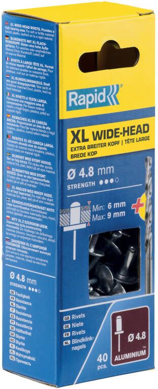 Rapid XL blindklinknagels Ø4 8 x 12 mm 40 stuks + boor 5000664