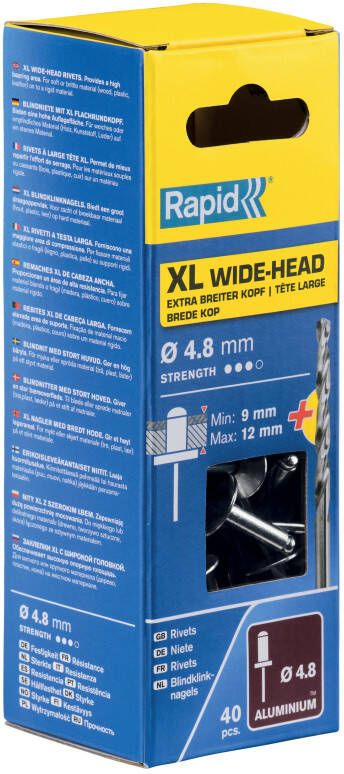 Rapid XL blindklinknagels Ø4 8 x 16 mm 40 stuks + boor 5000665