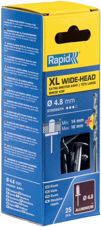 Rapid XL blindklinknagels Ø4 8 x 20 mm 25 stuks + boor 5000667