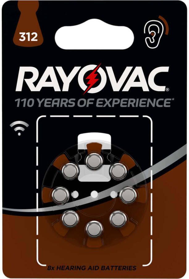 Rayovac Zinc-Air Batterij PR41 | 1.4 V | 8 stuks | 1 stuks RAY-312B-8P