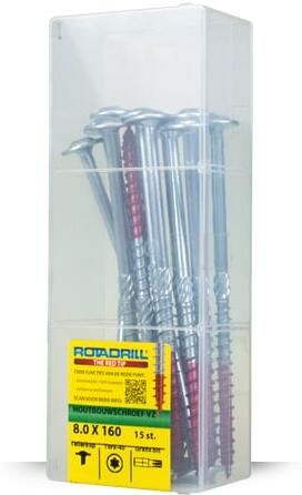 Rotadrill Houtbouwschroef Vz Tk +Snijpunt Torx TX40 8.0X100 60 | 20 stuks 476.080.100