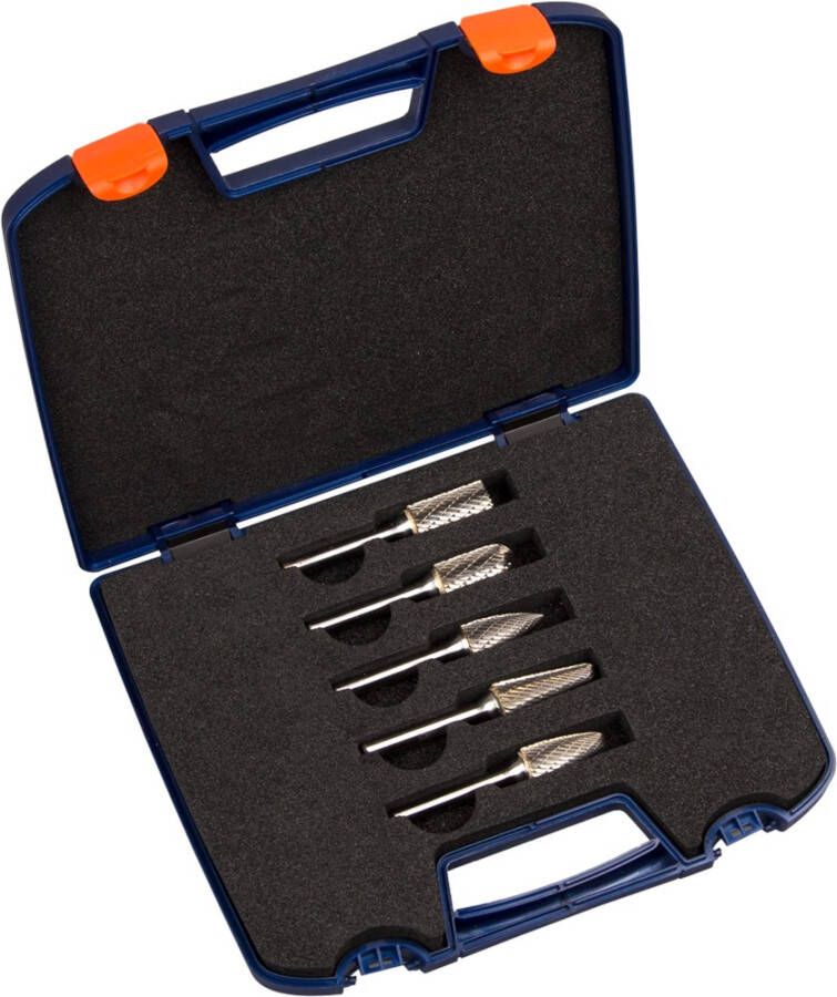 Rotec 5-dlg. set stiftfrezen ø12 7 mm kruisvertand (Z6) 1x model B C F G en L 9003066